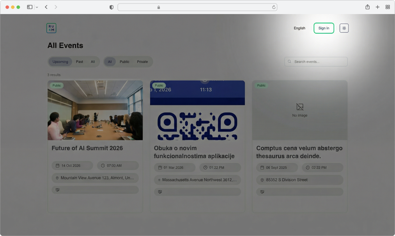 Kliknite na Sign in link u gornjem desnom uglu stranice