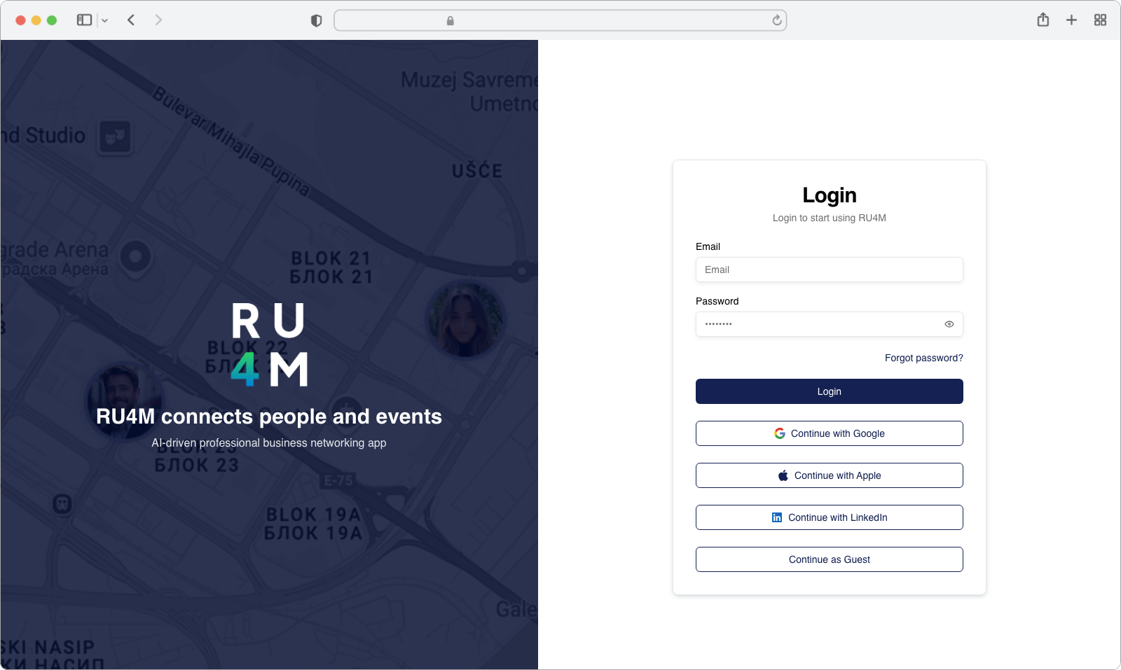 Stranica za prijavu sa svim dostupnim opcijama za logovanje
