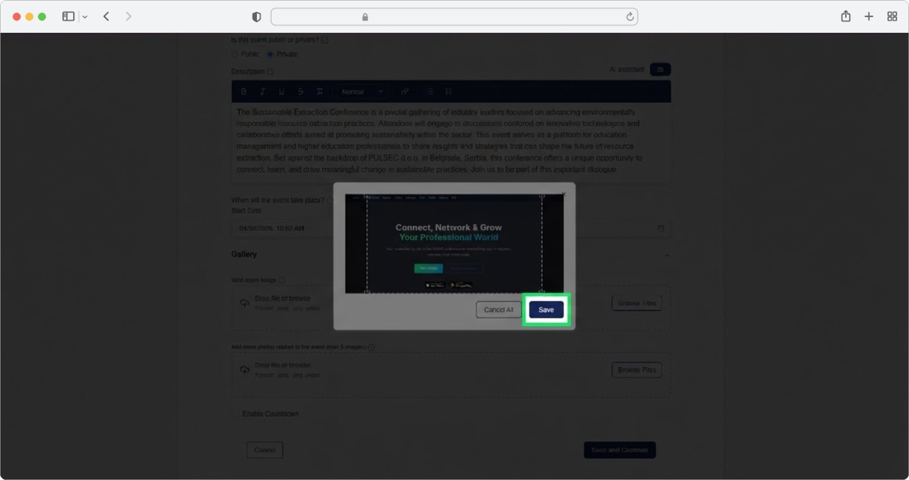 Adjust the size of your photo and click "Save" when satisfied